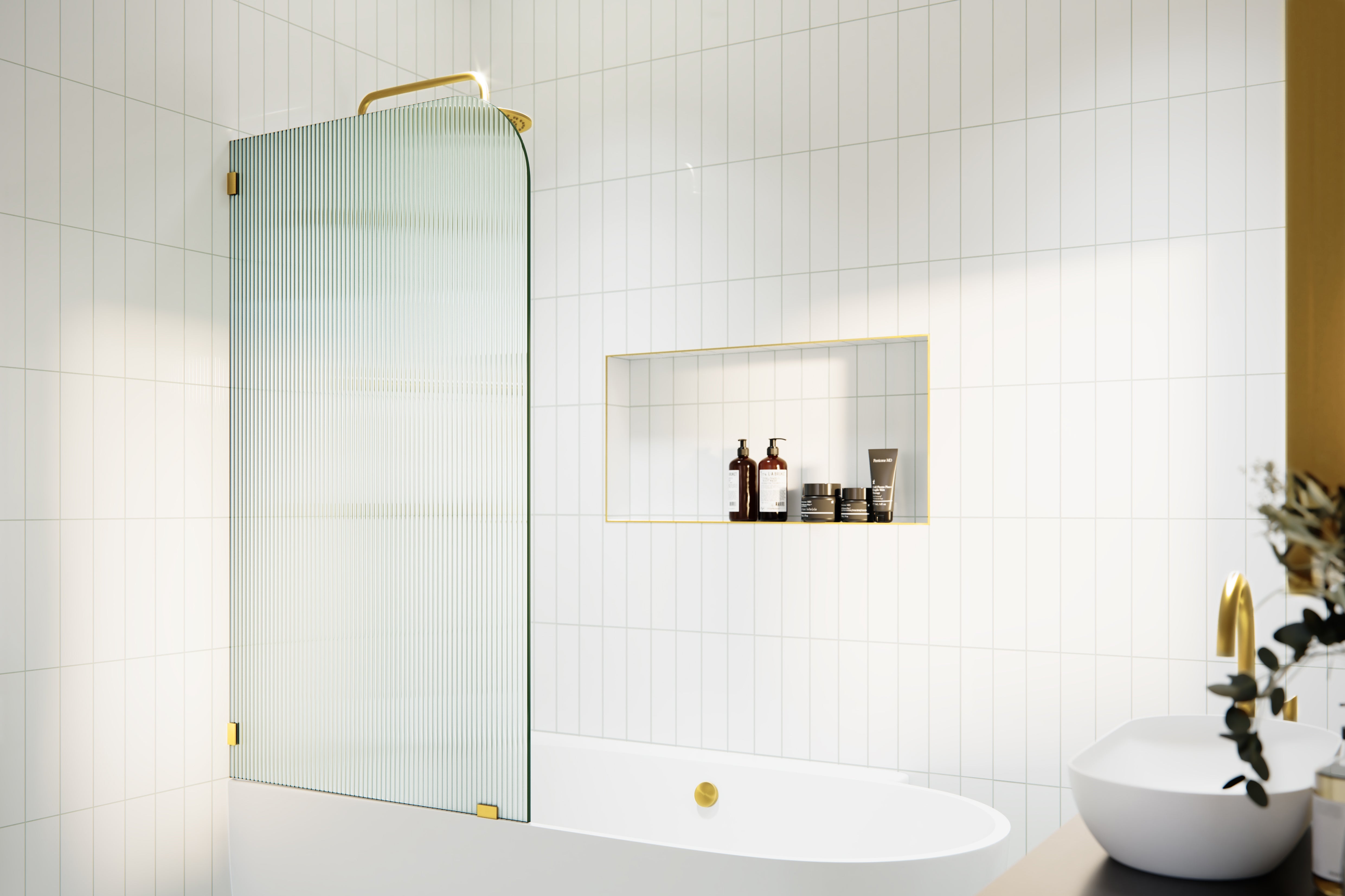 Bathtub Single Fixed Panel Fluted Radius
