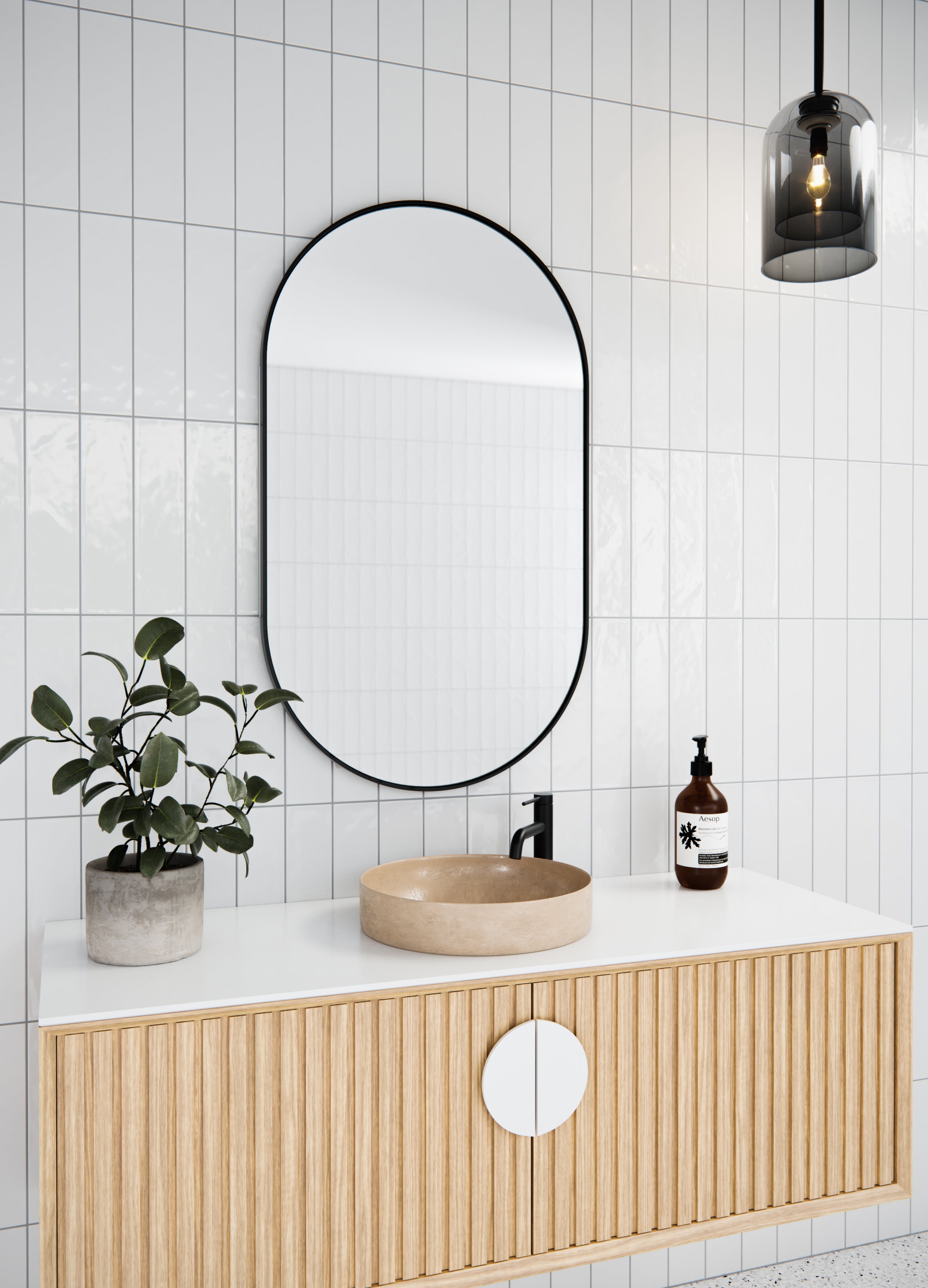 Steel Frame Pill Shape Medicine Cabinet