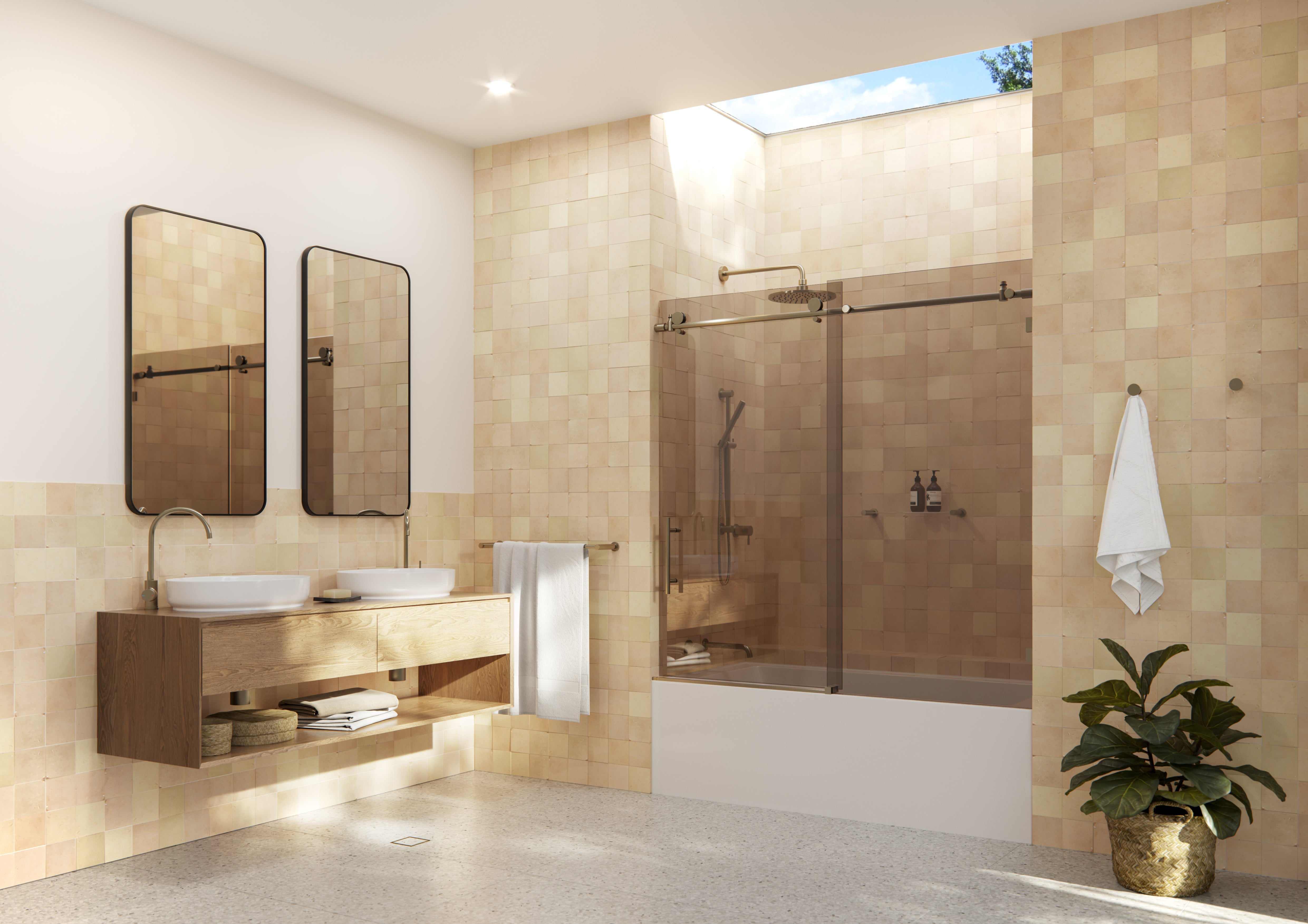 Bathtub Round Slider Bronze Tint