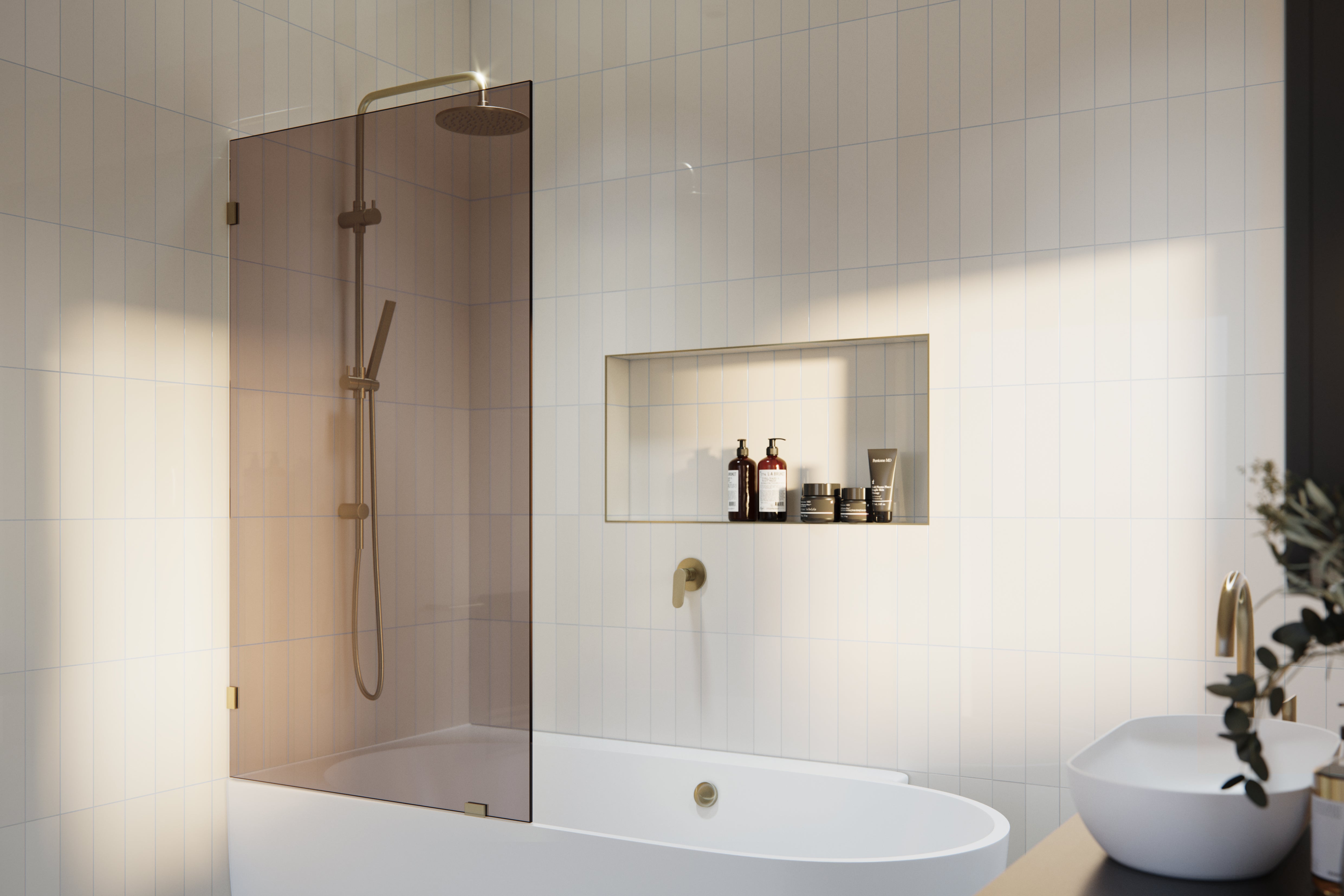 Bathtub Single Fixed Panel Bronze Tint