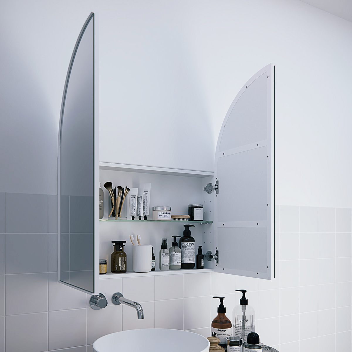 Aria Steel Frame Arch Medicine GlassWarehouse.us