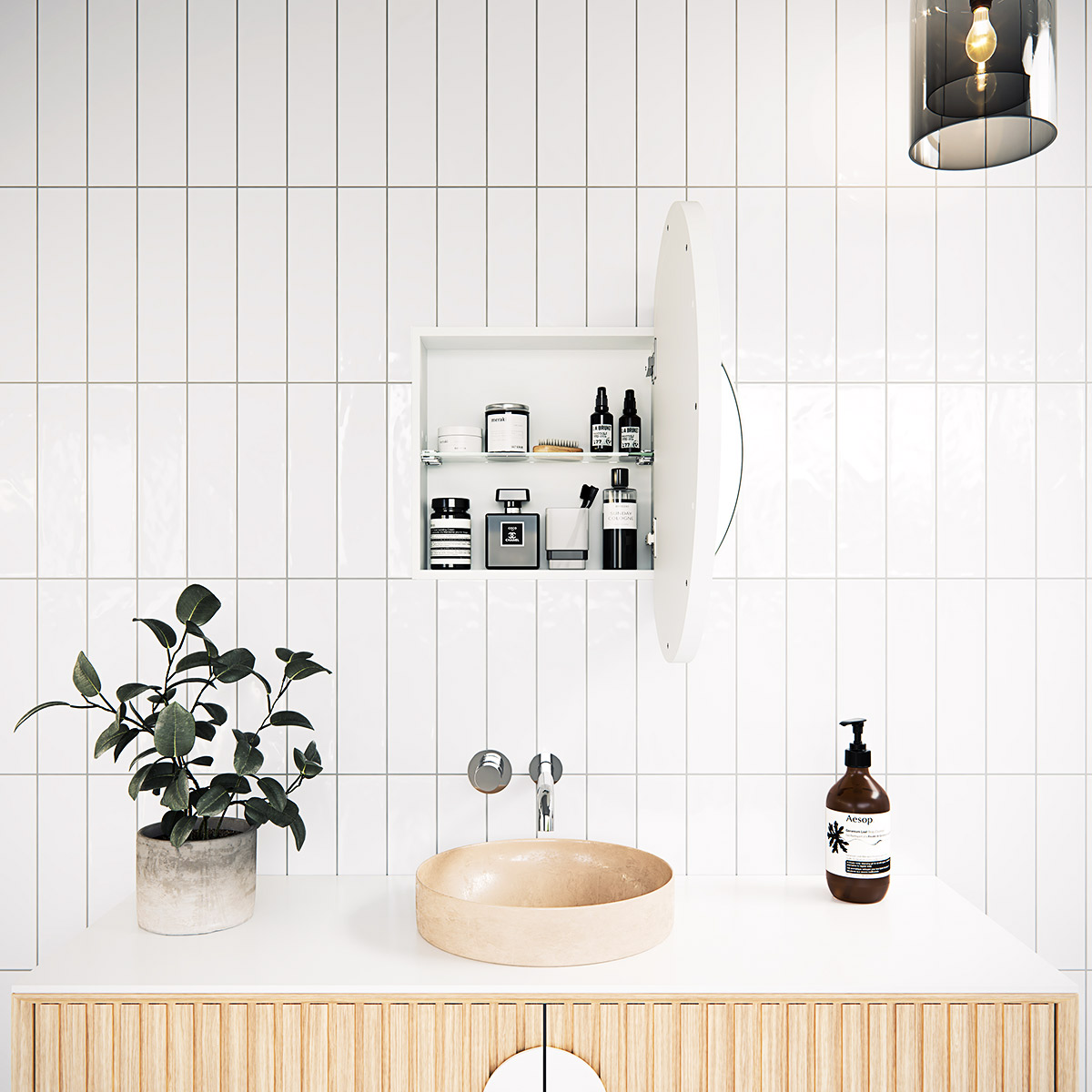 Juno Steel Frame Round Medicine GlassWarehouse.us