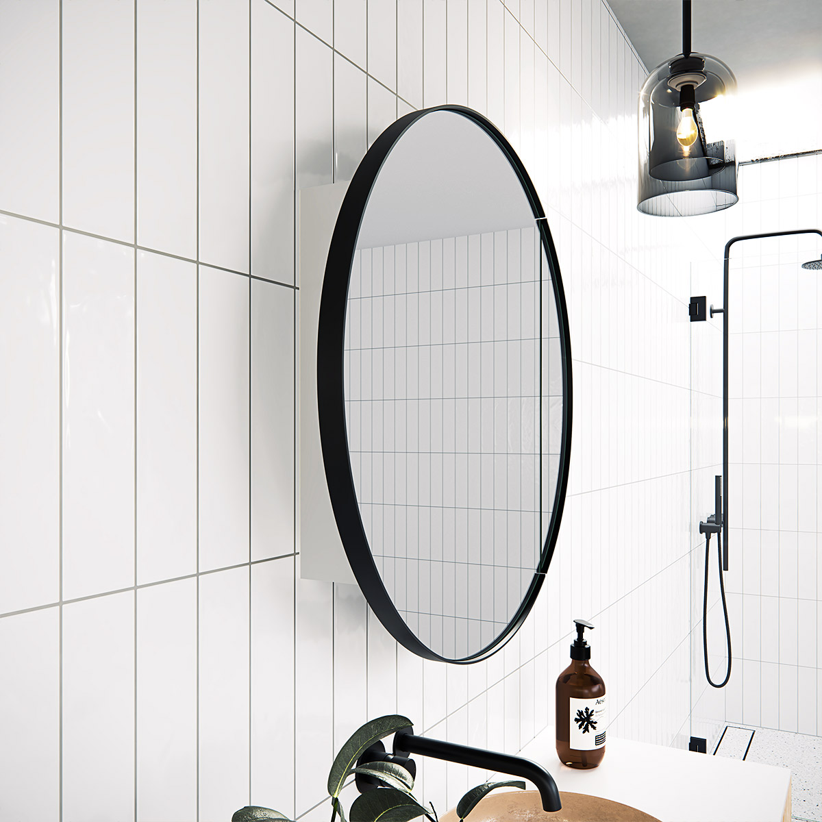 Juno Steel Frame Round Medicine GlassWarehouse.us