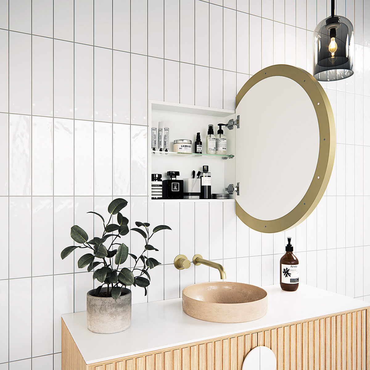 Juno Steel Frame Round Medicine GlassWarehouse.us