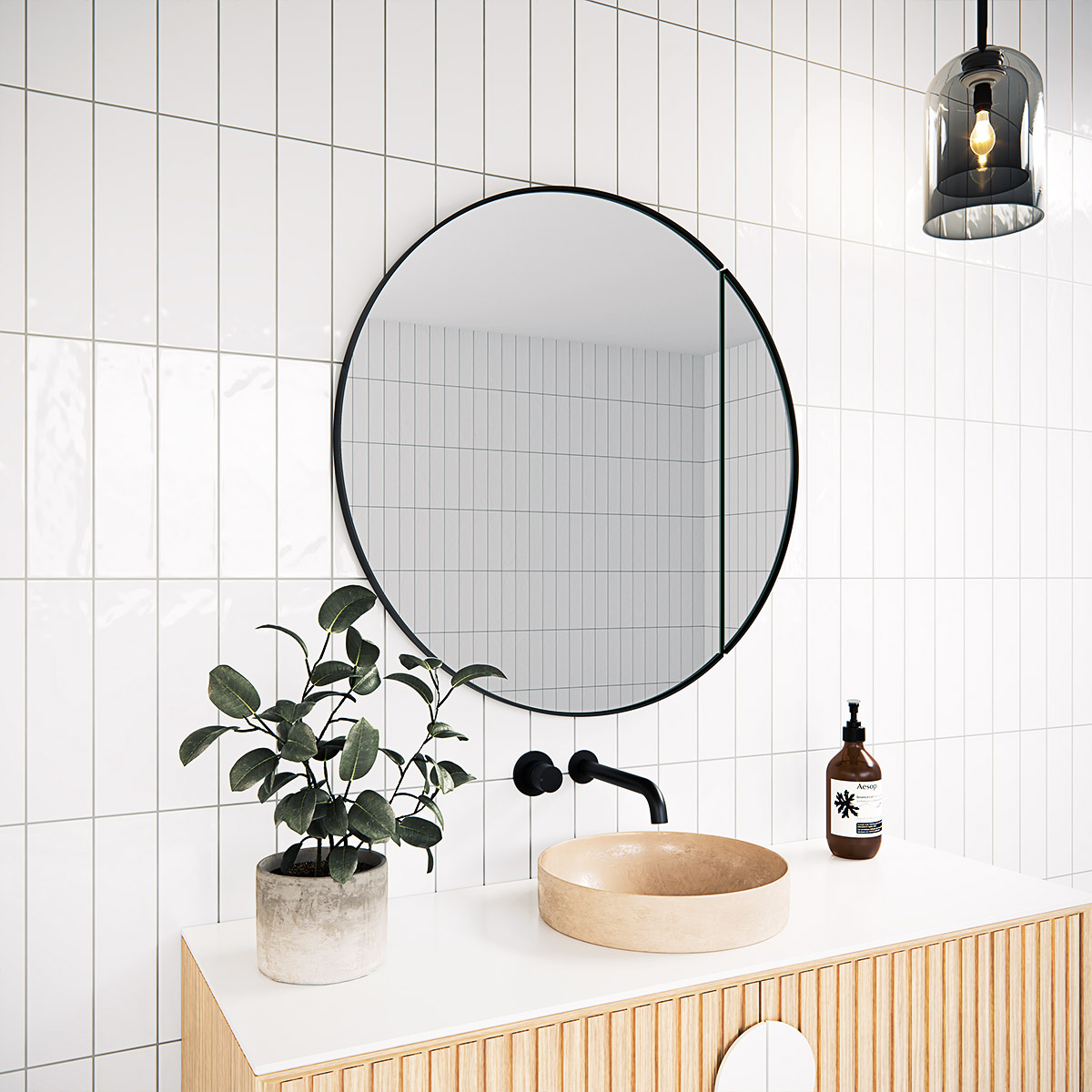 Juno Steel Frame Round Medicine GlassWarehouse.us