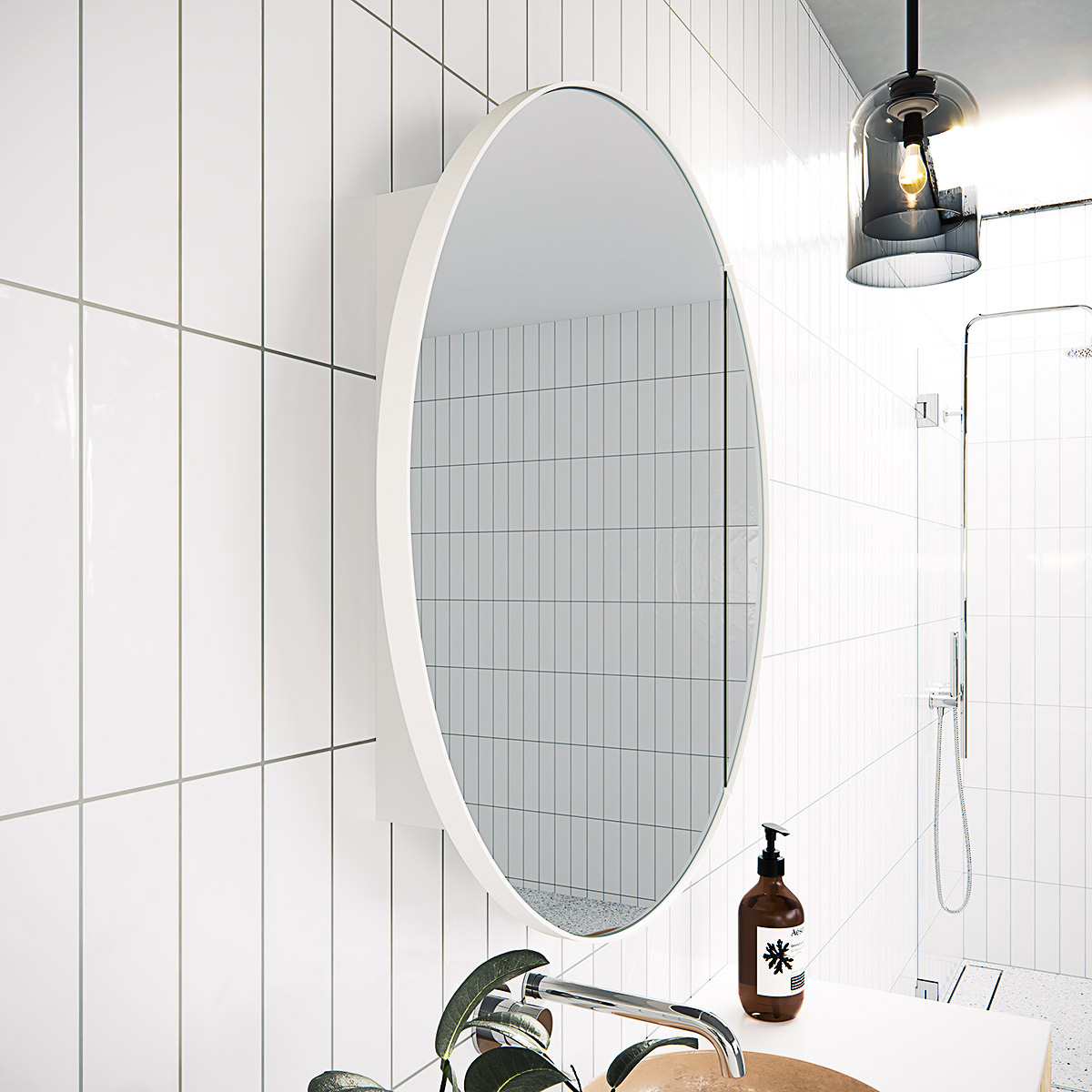 Juno Steel Frame Round Medicine GlassWarehouse.us