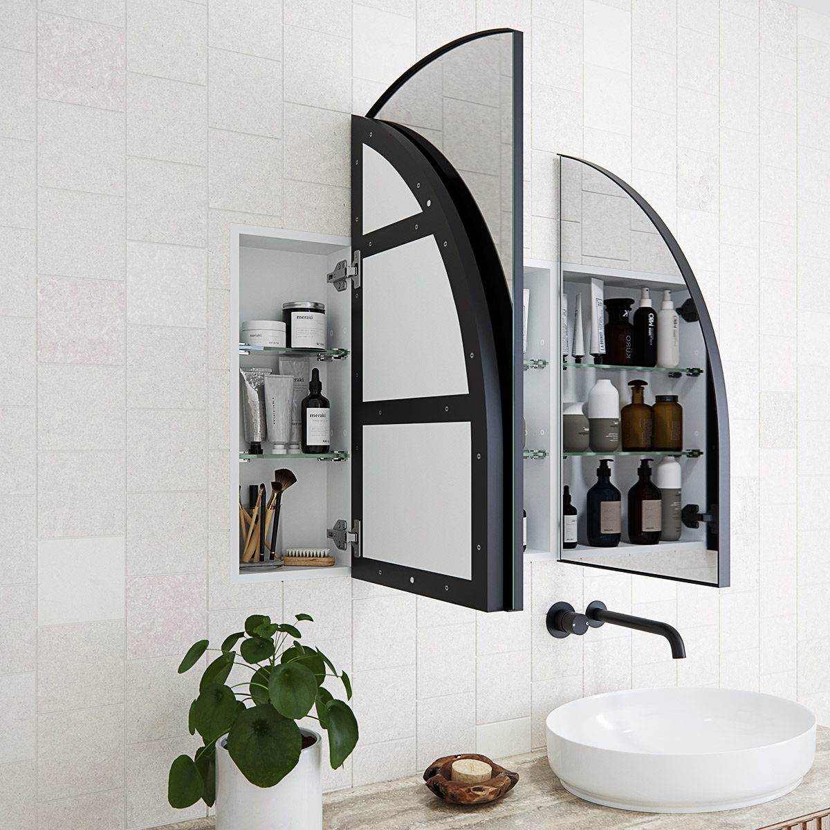 Aria Steel Frame Arch Medicine GlassWarehouse.us